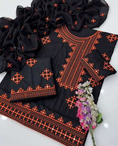 Traditional Angrakha Sindhi Embroidery Cotton  Ready to Wear