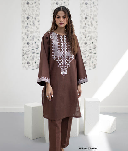 Slub Linen Embroidered 2Pc- Ready to Wear